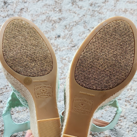 Lucky Brand Espadrille Wedge Bohemian Sandals Seafoam Green 8 - Picture 7 of 7